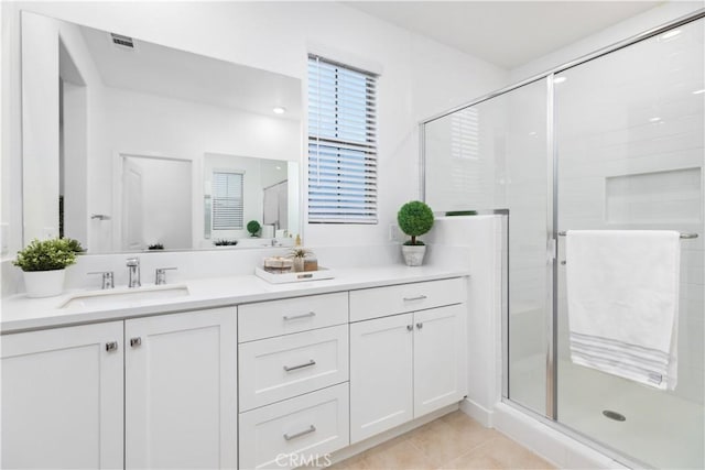 501 Embrook Way, West Covina, CA 91791 - full bath featuring vanity, a stall shower, and tile patterned floors