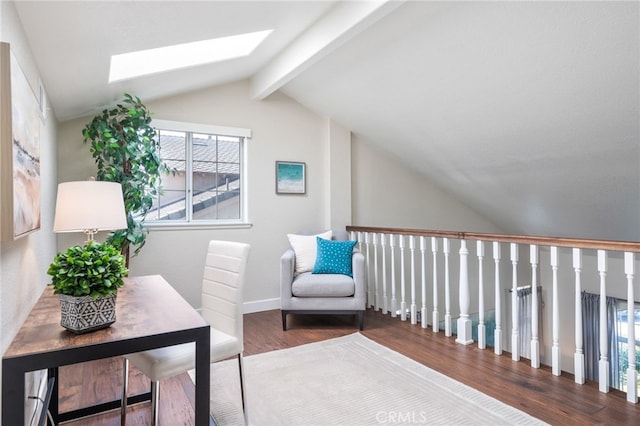 23906 Olson Ln, Lomita, CA 90717 - living area with a skylight, wood finished floors, and baseboards