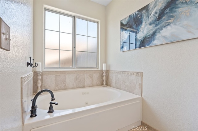23906 Olson Ln, Lomita, CA 90717 - full bath with healthy amount of natural light, a textured wall, and a whirlpool tub