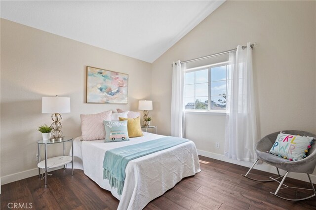 23906 Olson Ln, Lomita, CA 90717 - bedroom featuring vaulted ceiling, wood finished floors, and baseboards