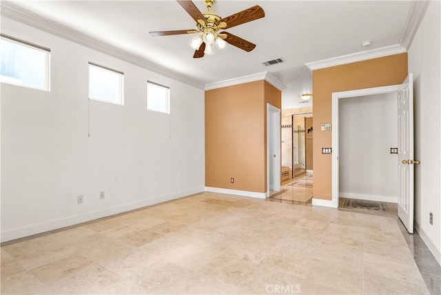 960 Hemingway Dr, Corona, CA 92878 - empty room with crown molding, a ceiling fan, and a smoke detector