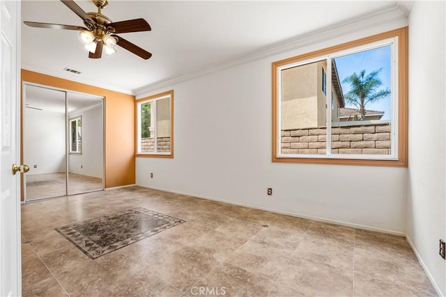 960 Hemingway Dr, Corona, CA 92878 - empty room featuring ornamental molding and a ceiling fan