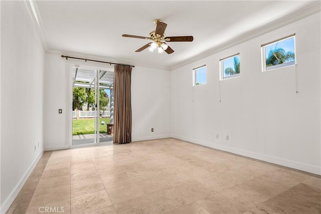 960 Hemingway Dr, Corona, CA 92878 - unfurnished room with crown molding, plenty of natural light, and a ceiling fan