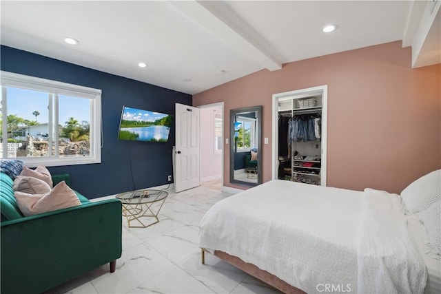 1606 Glenmont Dr, Glendale, CA 91207 - bedroom with light marble finish floors, recessed lighting, and a walk in closet
