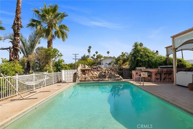 1606 Glenmont Dr, Glendale, CA 91207 - view of pool featuring a fenced backyard, exterior kitchen, and a patio