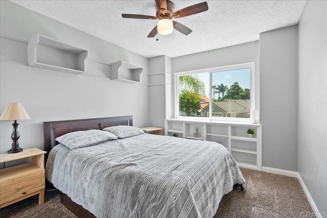 655 Boysenberry Way, Oceanside, CA 92057 - bedroom with carpet, a textured ceiling, baseboards, and ceiling fan