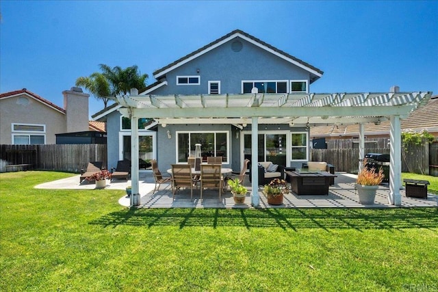 655 Boysenberry Way, Oceanside, CA 92057 - rear view of property featuring an outdoor living space, a patio, a pergola, and stucco siding