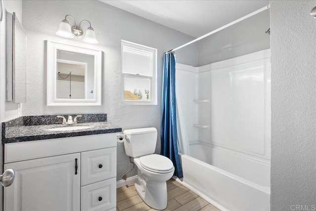 655 Boysenberry Way, Oceanside, CA 92057 - bathroom with a textured wall, wood finished floors, vanity, and shower / bath combination with curtain
