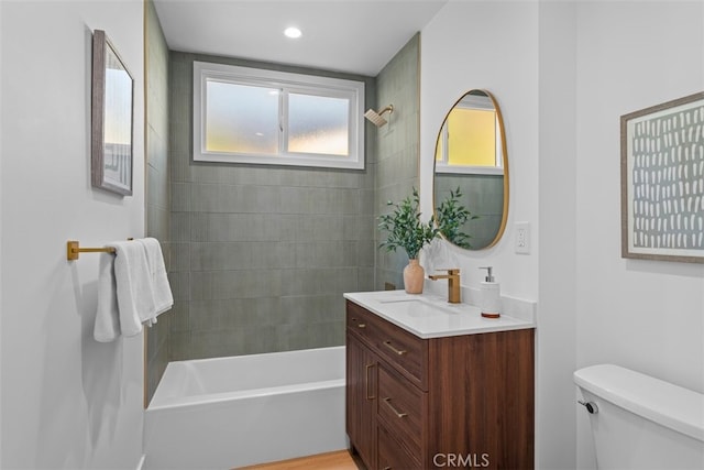 3830 Cedar Ave, Long Beach, CA 90807 - bathroom with vanity, toilet, and shower / bathtub combination