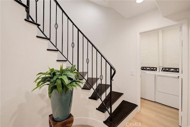 1922 Gates Ave Unit A, Redondo Beach, CA 90278 - stairway featuring washer and clothes dryer and wood finished floors