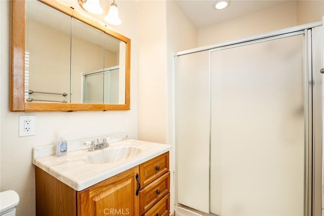 5202 Caliente Dr, Huntington Beach, CA 92649 - full bath featuring vanity, a stall shower, toilet, and recessed lighting