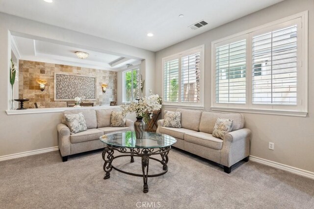 5460 Turin Way, Fontana, CA 92336 - carpeted living room with a raised ceiling and recessed lighting