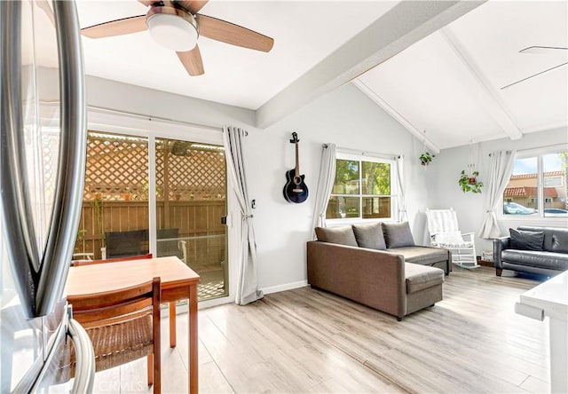 26422 Paseo Carmel Unit 20A, San Juan Capistrano, CA 92675 - living area with plenty of natural light, a ceiling fan, light wood-style flooring, and baseboards