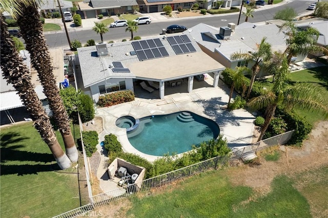 77355 Minnesota Ave, Palm Desert, CA 92211 - aerial perspective of suburban area with a pool area