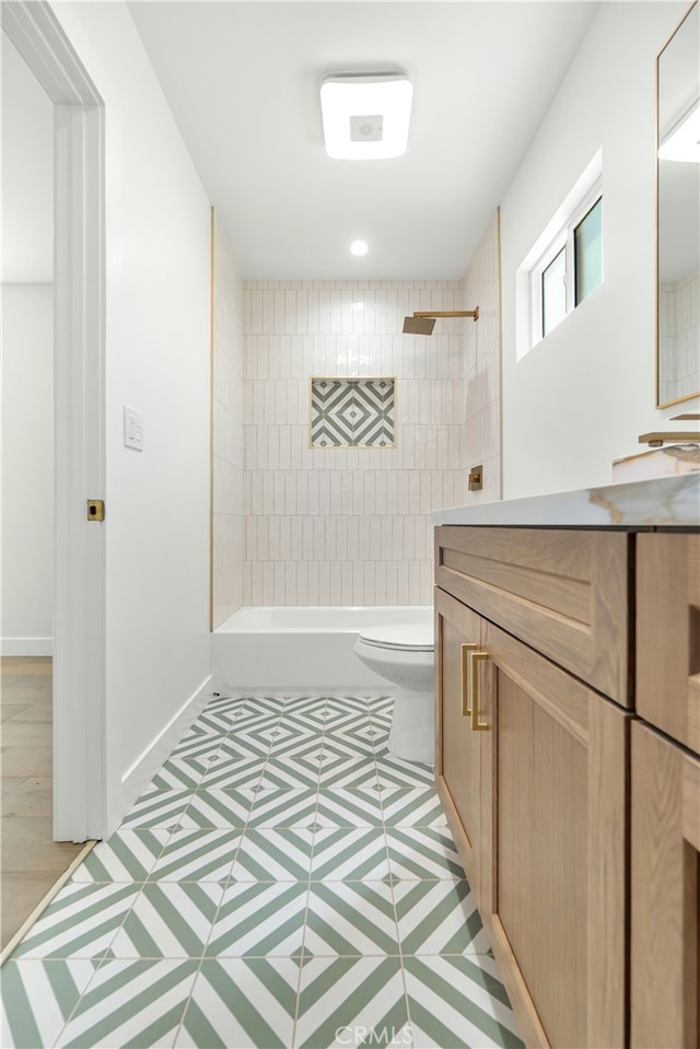 3991 Hubert Ave, Los Angeles, CA 90008 - full bath with vanity, toilet, baseboards, and shower / bathtub combination