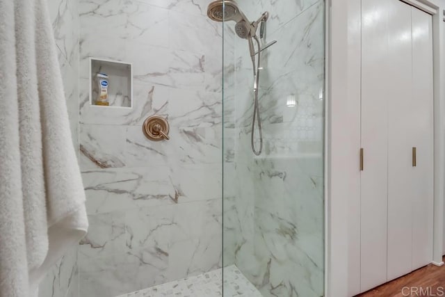 6780 Friars Rd Unit 264, San Diego, CA 92108 - bathroom featuring a marble finish shower