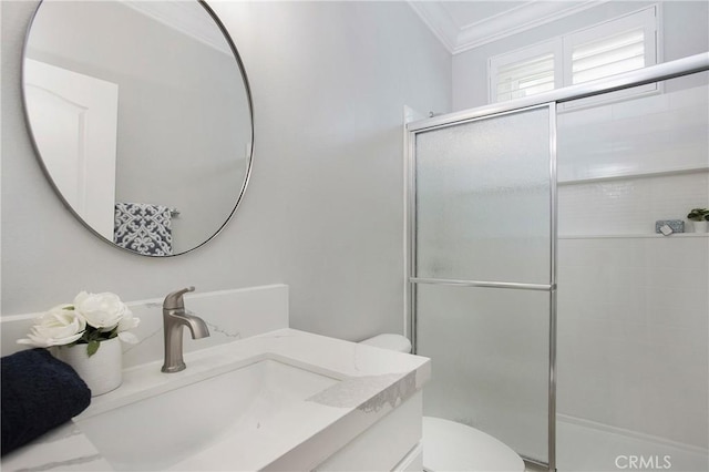 25 Bellflower St, Ladera Ranch, CA 92694 - full bathroom featuring ornamental molding, a tile shower, and vanity