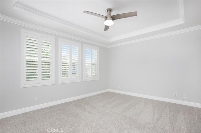 25 Bellflower St, Ladera Ranch, CA 92694 - carpeted spare room with a raised ceiling, ornamental molding, and a ceiling fan