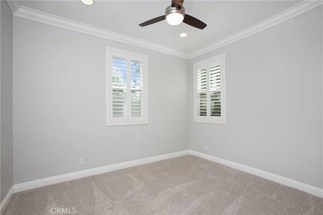 25 Bellflower St, Ladera Ranch, CA 92694 - spare room with ornamental molding, plenty of natural light, ceiling fan, carpet flooring, and recessed lighting