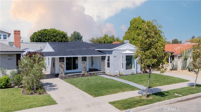 3927 Welland Ave, Los Angeles, CA 90008 - single story home with a front yard, covered porch, stucco siding, and a shingled roof
