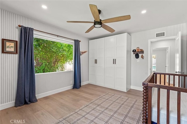 2116 E Thackery St, West Covina, CA 91791 - bedroom featuring light wood finished floors, baseboards, ceiling fan, and recessed lighting