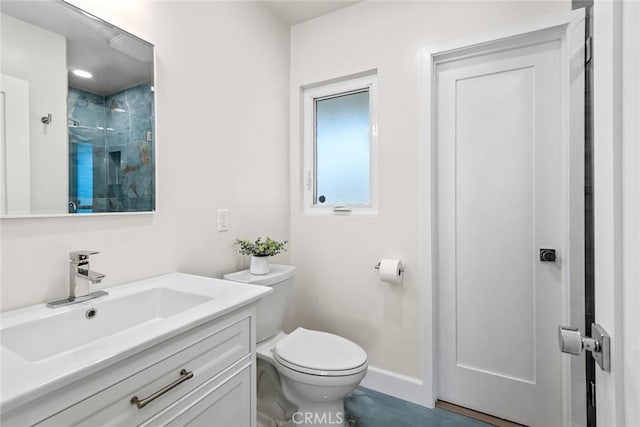 2116 E Thackery St, West Covina, CA 91791 - full bathroom with toilet, vanity, baseboards, and a shower