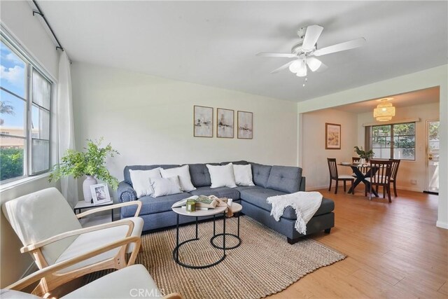 5179 Village, Los Angeles, CA 90016 - living room featuring wood finished floors and a ceiling fan