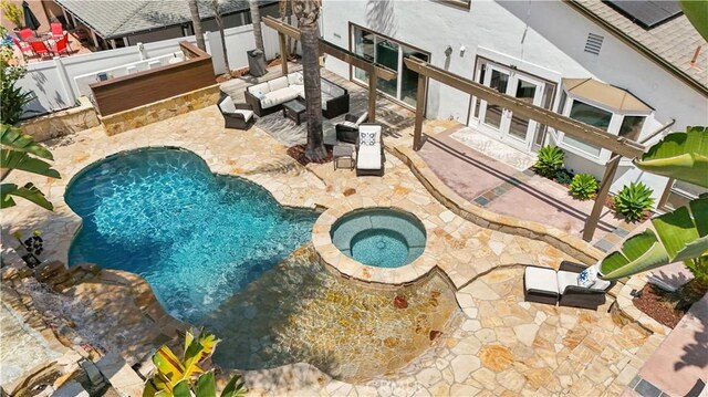 25585 Chrisanta Dr, Mission Viejo, CA 92691 - view of pool featuring a fenced backyard, a patio, and a pool with connected hot tub