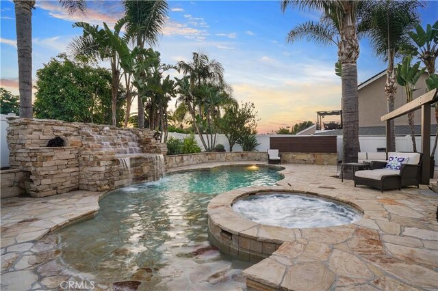 25585 Chrisanta Dr, Mission Viejo, CA 92691 - view of pool with a patio area, a fenced backyard, and a pool with connected hot tub