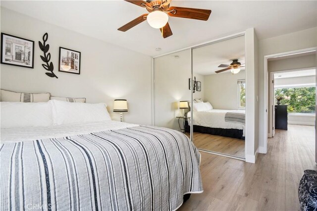 25585 Chrisanta Dr, Mission Viejo, CA 92691 - bedroom featuring wood finished floors, a closet, and a ceiling fan