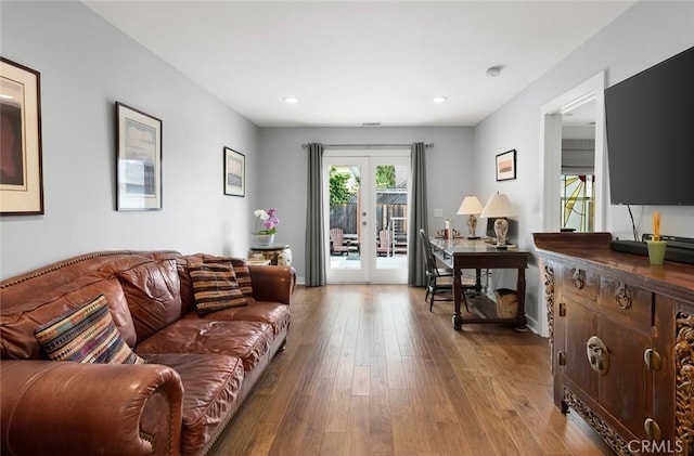 1526 Garden St, San Luis Obispo, CA 93401 - living area featuring hardwood / wood-style floors, recessed lighting, and french doors