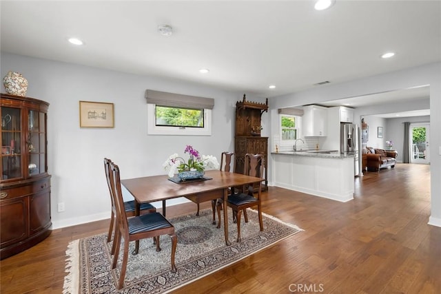 1526 Garden St, San Luis Obispo, CA 93401 - dining area with healthy amount of natural light, recessed lighting, and dark wood-style floors