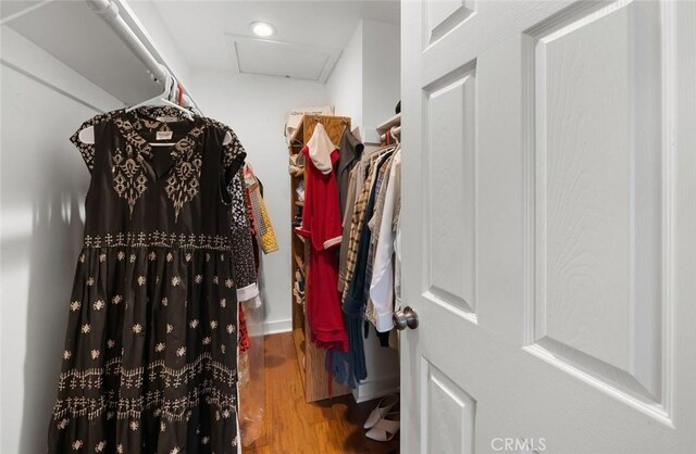 1526 Garden St, San Luis Obispo, CA 93401 - spacious closet featuring attic access and wood finished floors