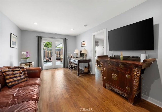 1526 Garden St, San Luis Obispo, CA 93401 - living room featuring wood finished floors, recessed lighting, and french doors