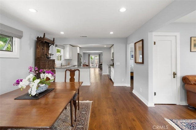 1526 Garden St, San Luis Obispo, CA 93401 - dining space with healthy amount of natural light, dark wood-type flooring, and recessed lighting