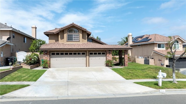 902 Highland View Dr, Corona, CA 92882 - traditional home featuring concrete driveway, a front lawn, an attached garage, and stucco siding