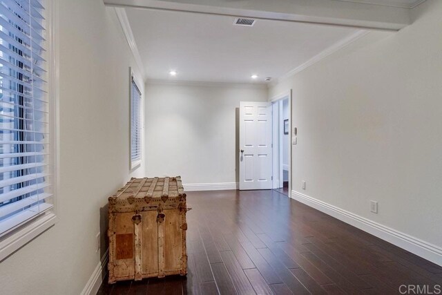 1530 Stewart St, Oceanside, CA 92054 - spare room with ornamental molding, dark wood finished floors, baseboards, and recessed lighting