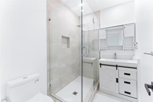 2731 Armour Ln, Redondo Beach, CA 90278 - bathroom featuring vanity, a stall shower, and tile patterned flooring