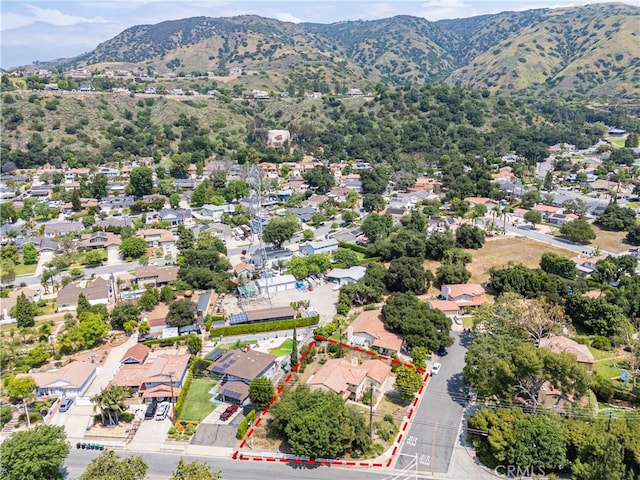 918 Sequoia Ct, San Dimas, CA 91773 - aerial perspective of suburban area featuring a mountainous background and property boundaries highlighted