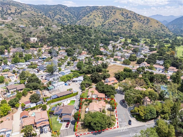 918 Sequoia Ct, San Dimas, CA 91773 - aerial view of residential area with a mountain backdrop and property boundaries highlighted