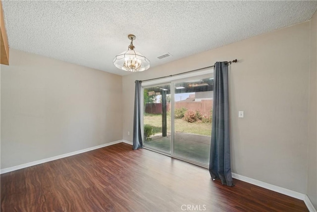 918 Sequoia Ct, San Dimas, CA 91773 - unfurnished room featuring wood finished floors, a chandelier, baseboards, and a textured ceiling