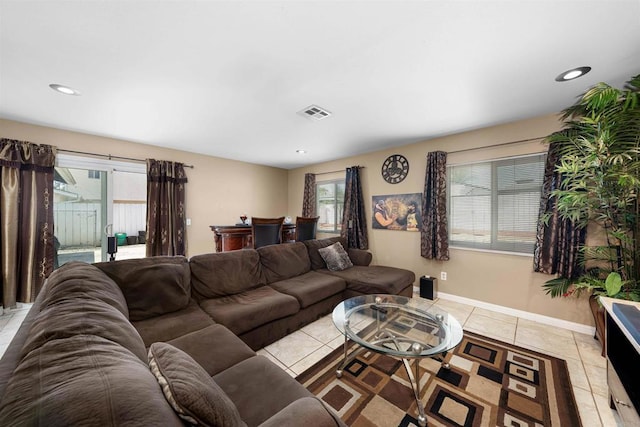 8644 Spring Vista Way, Spring Valley, CA 91977 - living area with light tile patterned floors, baseboards, and recessed lighting