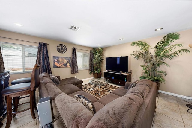 8644 Spring Vista Way, Spring Valley, CA 91977 - living area featuring light tile patterned flooring, baseboards, and recessed lighting