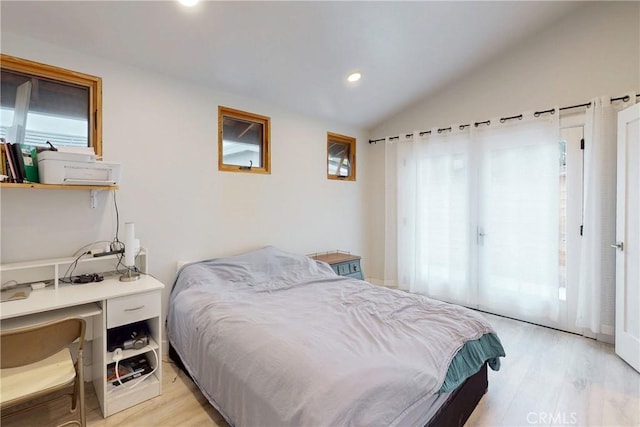 2289 Falcon Ridge Ln, Los Osos, CA 93402 - bedroom with light wood-style flooring, recessed lighting, and vaulted ceiling