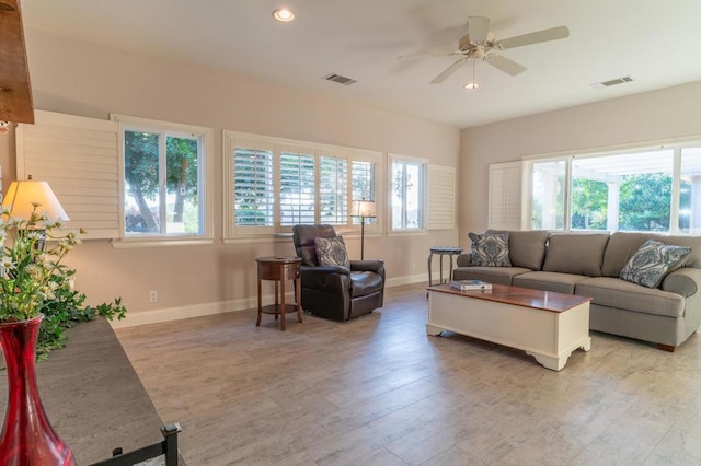 30646 Red Hawk Rd, Valley Center, CA 92082 - living area featuring recessed lighting, light wood-style floors, and ceiling fan