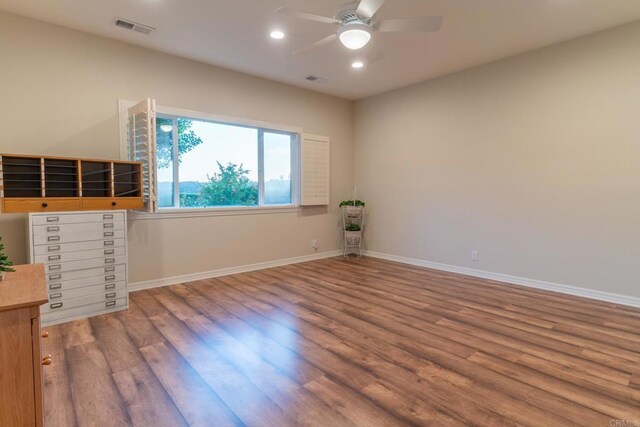 30646 Red Hawk Rd, Valley Center, CA 92082 - empty room featuring wood finished floors, ceiling fan, and recessed lighting