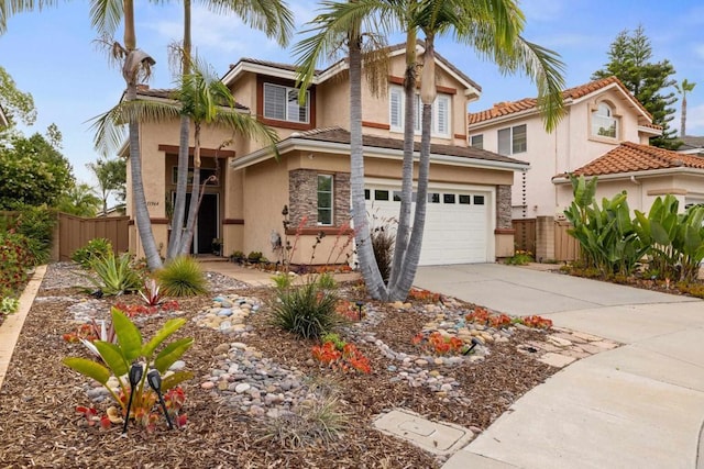 11964 Ashley Pl, San Diego, CA 92128 - view of front of property with a garage, driveway, stucco siding, and a tiled roof