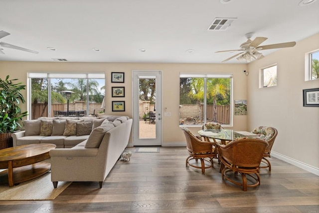 11964 Ashley Pl, San Diego, CA 92128 - living room with a ceiling fan, healthy amount of natural light, hardwood / wood-style floors, and recessed lighting
