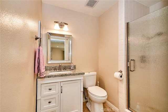 2108 Via Caliente, Fullerton, CA 92833 - full bath with a stall shower, vanity, toilet, and tile patterned flooring