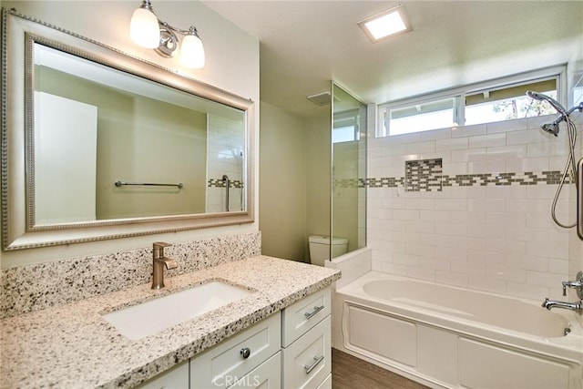 2108 Via Caliente, Fullerton, CA 92833 - full bathroom featuring vanity, bathing tub / shower combination, and toilet